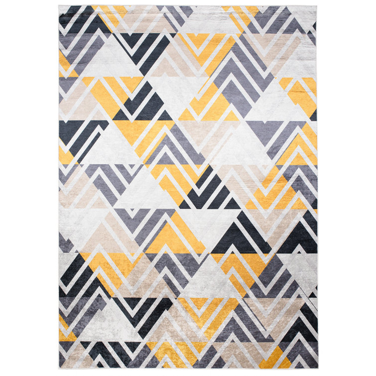Oliver Depew Flatweave Grey/Black/White/Yellow Rug Wayfair.co.uk